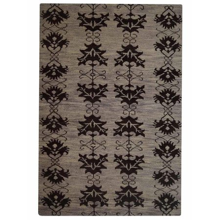 GLITZY RUGS 6 x 9 ft. Hand Knotted Wool Floral Rectangle Area RugBrown UBSN00921K0004A11